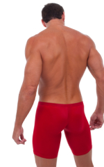 Extreme Lycra Jammer Shorts in Semi Sheer ThinSkinz Lipstick Red, Rear View