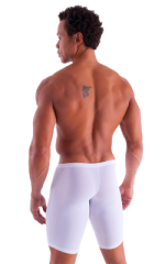 Extreme Lycra Jammer Shorts in Semi SHEER White PowerNet, Rear View