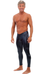 Mens Low Rise Leggings Tights in Wet Look Black, Front View