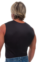 Sleeveless Lycra Muscle Tee in Black, Rear View