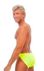 Swimsuit Cover Up Split Running Shorts in Chartreuse, Rear View