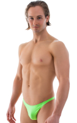 Rio Tanning Bikini Swimsuit in Semi Sheer ThinSKINZ Neon Lime, Front View