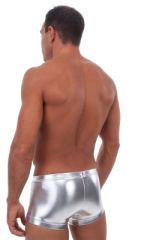 Square Cut - Fitted - Watersports Swim Trunks in Gold/Silver, Rear View
