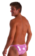 Fitted Bikini Bathing Suit in Metallic Mystique Bubblegum Pink, Rear View
