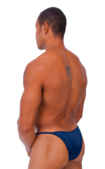 Skinny Side Half Back Swim Suit in Dark Navy Blue, Rear View