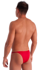 Adjustable to Micro Pouch Tanning Bikini in Wet Look Red 2