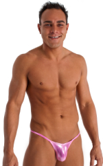 Stuffit Pouch G String Swimsuit in Metallic Mystique Bubblegum Pink, Front View