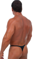 Swimsuit Thong in Wet Look Black, Rear View