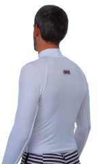 Swim Skin Rash Guard in White Tricot nylon/lycra, Rear View
