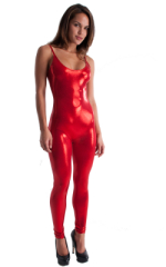 CamiCat-Catsuit-Bodysuit in Metallic Mystique Volcano Red, Front View