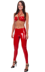 Womens Ring Bandeau Swimsuit Top in Super Stretch Red Vinyl/Lycra, Front Alternative