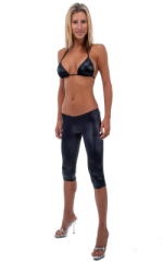 Womens Shaped Triangle Swimtop in M-Tex Caviar (Wet Look Black) Tricot/, Front View