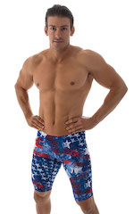 Swim-Dive Competition Watersports Shorts in American Flag Collage 4