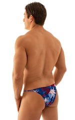 Super Low Brazilian Bikini in American Flag Collage, Rear View
