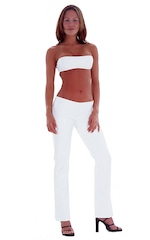 Hiphugger Boot Cut Pants in Optic White nylon-lycra, Front View