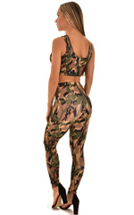High Waisted Leggings in Camo, Rear View