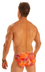Swimsuit Cover Up Split Running Shorts in Tan Through Orange Jungle 2