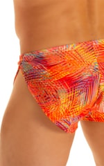 Swimsuit Cover Up Split Running Shorts in Tan Through Orange Jungle 3