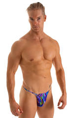 mens smooth large pouch t back thong swimsuit sexy swimwear bikini in Illumine print
