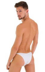 Super Low Brazilian Bikini in White, Rear View