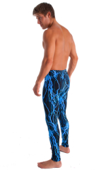 Bike Tights (with Bike Pad) in Blue Lightning on Black Tricot nylon/lycra, Rear View