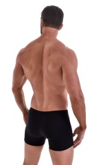 Seamless Square Cut Underwear Gym Shorts in Black Heavy-Cotton-Lycra, Rear View