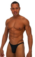 Fitted Bikini Bathing Suit in Semi SHEER Black PowerNet nylon/lycra, Front View