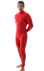 Full Bodysuit Suit for men in Wet Look Red 4