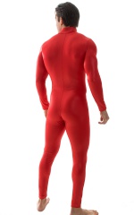 Full Bodysuit Suit for men in Wet Look Red, Rear View
