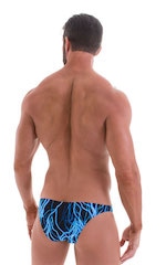 Large Pouch Swimsuit Bikini in Lazer Blue Lightning with PEP Lining, Rear View