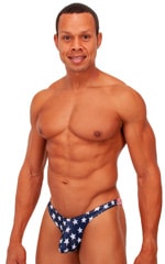 Exotic Dancer - Pouch Enhanced - Pistol Bikini in Stars and Stripes, Front View