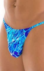 Y Back G String Thong in New World Blue - PEP Lining, Front Alternative