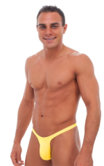 T Back Thong Swimsuit - Bravura Pouch in Citron, Front View