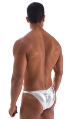 Fitted Pouch - Puckered Back - Posing Suit in Liquid Silver, Rear View