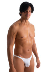 Mens Classic Brazilian Bikini Swimsuit in White Peep Show 1