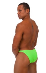 Posing Suit - Competition Bikini Cut in Neon Lime, Rear View
