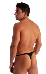 T Back Thong Swimsuit in ThinSkinz Black, Rear View