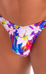 T Back Thong Swimsuit in IWhite Hibiscus 3