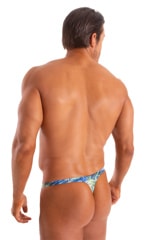 Mens Classic T Back Thong Swimsuit in Super ThinSKINZ Scratches 2