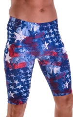 Lycra Bike Length Shorts in American Flag Collage 4