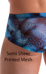 Pouch Enhanced Micro Square Cut Swim Trunks in Black and Eroc Printed Mesh 8