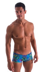 mens swimwear extreme low tan through boxer swimsuit in neon ferns