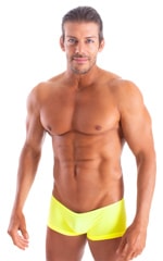 Micro Low Square Cut Swim Trunks in Semi Sheer ThinSkinz Chartreuse 7