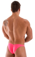 Fitted Pouch Puckered Back Bikini in Brilliant Coral, Rear View