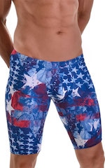 Fitted Pouch Lycra Shorts in American Flag Collage 4
