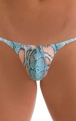Stuffit Pouch G String Swimsuit in Super ThinSKINZ Turquoise Python 3
