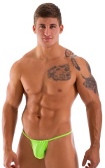 G String Swimsuit - Adjustable Pouch in Semi Sheer Neon Lime 3