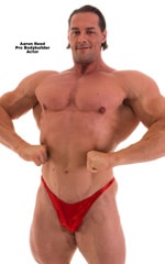Bodybuilder Posing Suit - Narrow Back in Metallic Volcano Red, Front Alternative