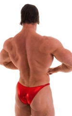 Bodybuilder Posing Suit - Narrow Back in Metallic Volcano Red, Rear View