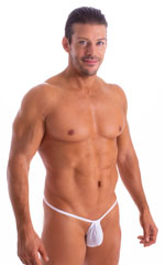 G String Swimsuit - Adjustable Pouch in White Peep Show 3